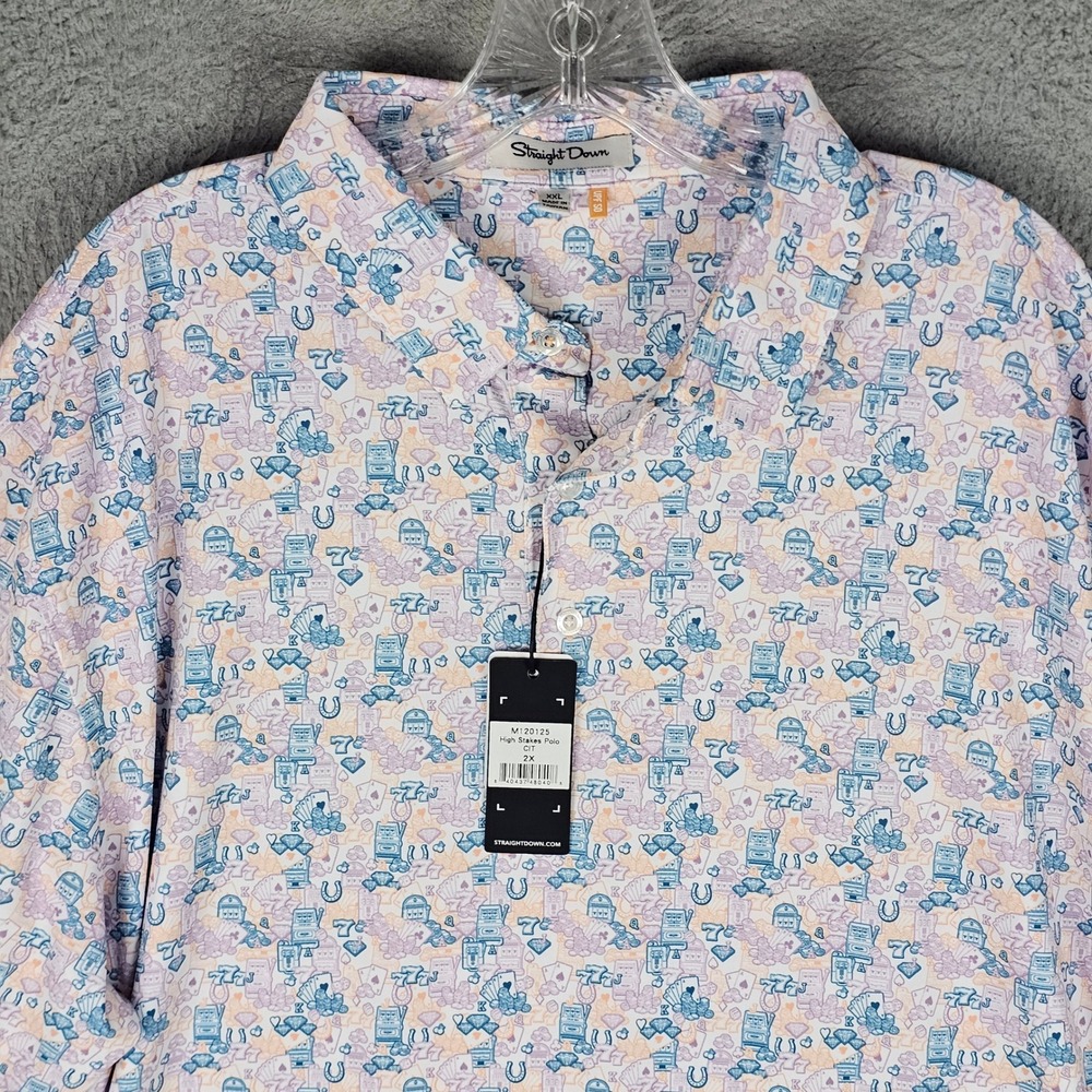 Straight Down Polo Mens 2XL Pink High Stakes Mandalay Bay M120125 NWT